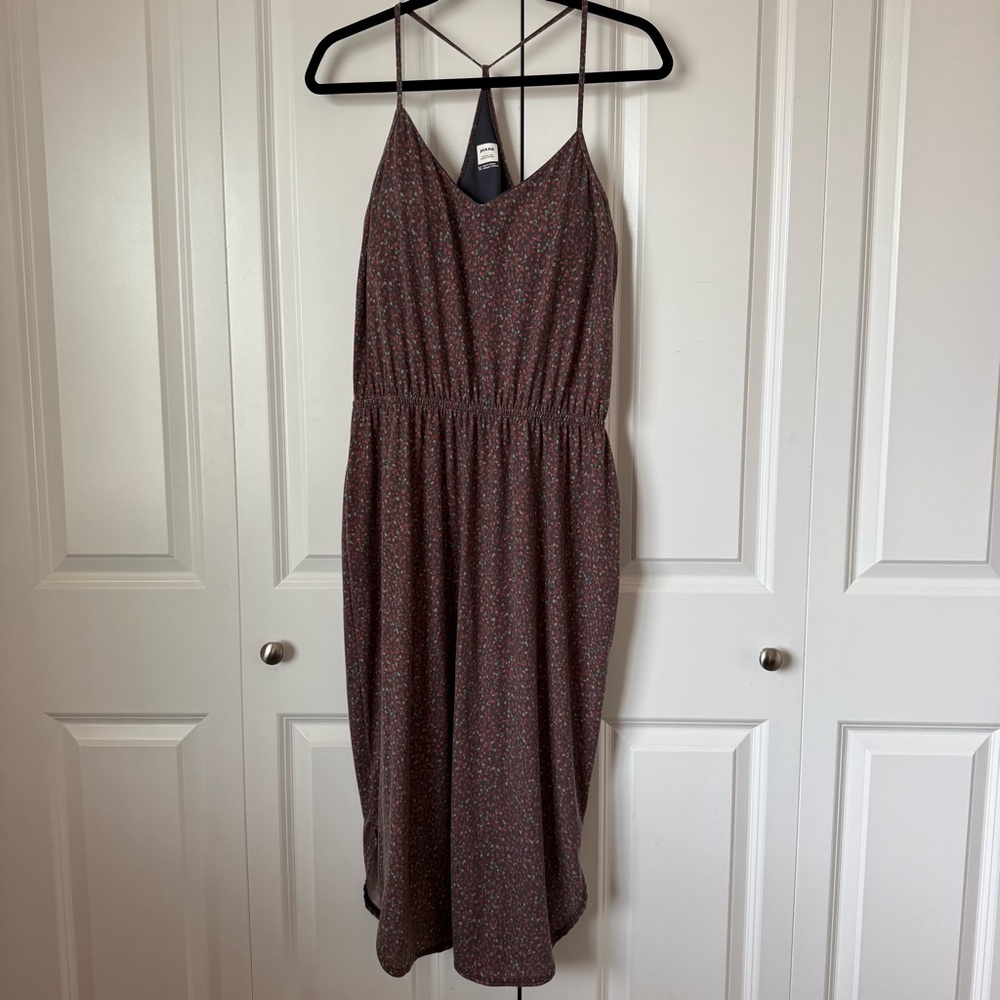 Prana Purple Ruched Midi Sundress